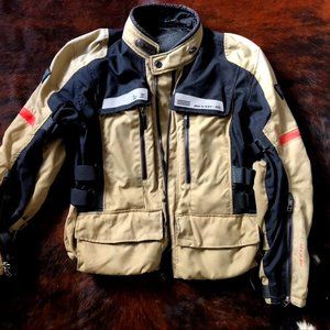 Revit Motorcycle Jacket Tan & Black w/ Red Details